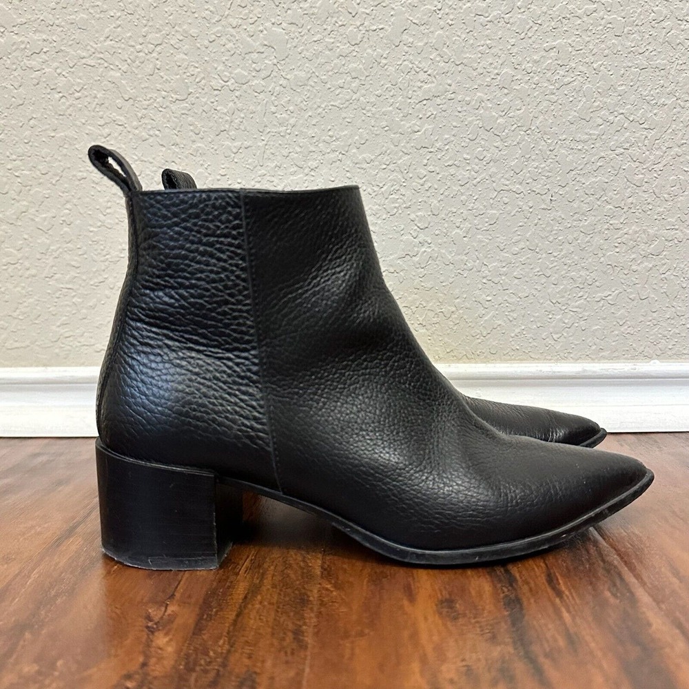 EVERLANE The Boss Boot Booties in Black Pebbled Leather ITALY MADE